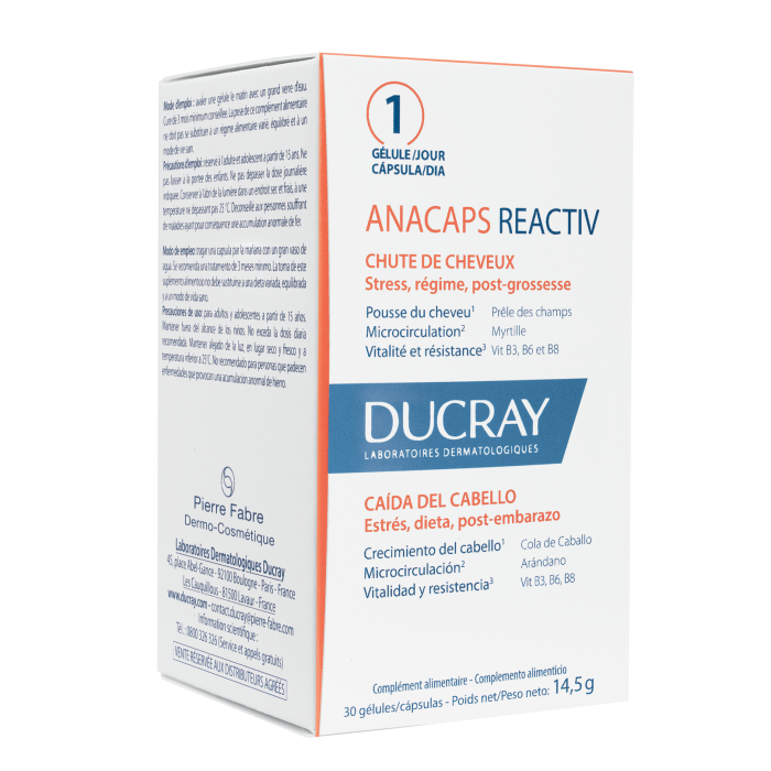 Ducray Anacaps Reactiv for Hair Loss x 30 capsules 14.5 g (0.51 oz)